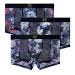3 Pack Men's Floral Print Antibacterial & High-Stretch Mesh Breathable Trunks