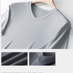 60S Double-Sided Modal Fashion V-neck Men's Solid Color Short-Sleeved T-shirt