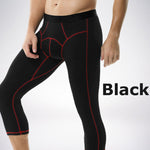 2-pack Men's Large Size High Elastic U-shaped Convex Pocket Warm Cropped Trousers