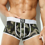 2 Pack Men's Sexy Mesh Camouflage Quick-Dry Large Pouch Low-Rise Trunks