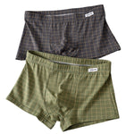 4 Pack Men's Plaid Cotton Trunks with U Pouch and Double Layer Gusset