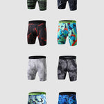 3 Pack Men's Trendy Prints Quick-Dry High-Stretch Snug Fit Activewear Tights
