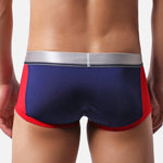 2 Pack Men's Color Block U-Pouch Mid-Rise Sporty Trunks