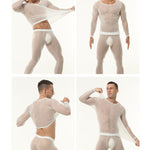 Men's Ultra-Thin Ice Silk Sheer Sensual Seamless Activewear Tops & Tights