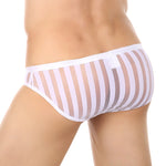 3 Pack Men's Sexy Striped Sheer Mesh Bikini
