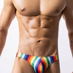4 Pack Men's U-Pouch Playful Prints Moisture-Wicking Low-Rise Thongs