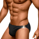 Men's Quick-Dry Odor-Control Solid Color Side Snap Swim Briefs