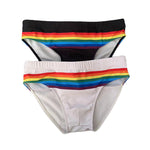 Men's Colorful Striped Stretch Fit Comfy Waistband Swim Briefs