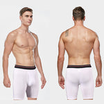 2 Pack Men's Long High Waist Cotton Sports Anti-friction Leg Boxer Briefs