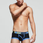2 Pack Men's Cotton Sport Trunks with U-Pouch & Color-Block Design