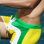 Men's Trendy Color-Block Beach Swim Shorts & Trunks