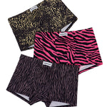 4 Pack Men's Leopard Print Mid-Rise Breathable Antibacterial Trunks