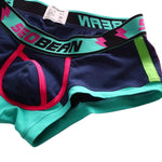 2 Pack Men's Cotton Sport Trunks with U-Pouch & Color-Block Design