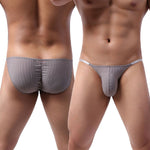 3 Pack Men's Low-Rise Striped Camisole Briefs with Raised Pockets