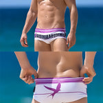 Men's Quick-Dry Low-Rise Alphabet Print Swim Briefs