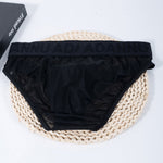 2 Pack Men's Stretch Solid Color Sexy Crotch Single-Layer Briefs with Support Ring