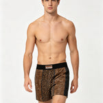 3 Pack Men's Patchwork Leopard Print Cooling Ice Silk Home Shorts