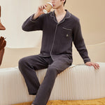 Double-layered Crepe 100% Cotton Solid Color Couple Pajamas Set