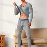 Men's Splicing Lines Cotton Thermal Underwear Set