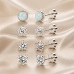 Four Pair Opal and Glitter Stud Set