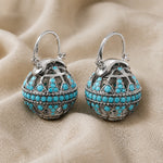 Turquoise Filigree Globe Drop Earrings