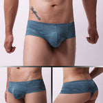 4 Pack Men's Breathable & Quick-Dry Printed U-Pouch Mesh T-Back Trunks