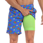 Men's Quick-Dry Digital Print Double-Layer Board Shorts