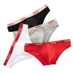 3 Pack Men's Cotton Ultra-Narrow Waistband Sexy Breathable Briefs