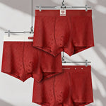 4 Pack Men's Soft Jacquard Cotton Lucky Red Breathable Trunks
