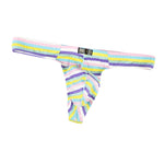 3 Pack Men's Low Rise Breathable Rainbow Sports Striped Thongs