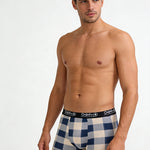 4 Pack Men's Trendy Plaid Design Daily Stretch Soft Trunks