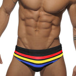 Men's 4-Way Stretch Perfect Fit Colorful Striped Swim Briefs