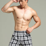 2 Pack Men's Cotton Plaid Boxers with Side Opening and Relaxed Elastic Waistband