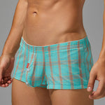 2 Pack Men's Cotton Plaid Boxers with 3D U-Pouch and Button Fly
