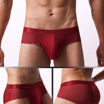 4 Pack Men's Breathable Mesh Solid Sheer & Sexy Wide Waistband Briefs