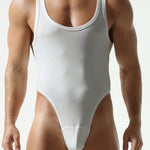 Men's Ribbed Form-Fitting Design Singlet Bodysuit