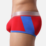 2 Pack Men's Color Block U-Pouch Mid-Rise Sporty Trunks