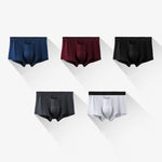 4 Pack Men's Solid Color Separation Pouch Style Separated Breathable Rayon Trunks