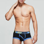 2 Pack Men's Cotton Sport Trunks with U-Pouch & Color-Block Design