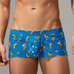 2 Pack Men's Low-Rise Cotton Boxer Shorts with Playful Print