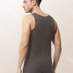 Men's Thermal Silk-Wool Sleeveless Vest - Solid Color Seamless Base Layer