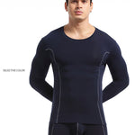 Men's Round Neck Solid Color Bamboo Fiber Thermal Underwear Set