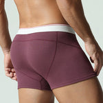 2 Pack Men's Mid-Rise Solid Color Seamless Soft & Comfort Stretch Fit Trunks