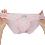 2 Pack Men's Ice Silk Breathable Sexy Low-Rise Anti-Odor Briefs