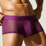 3 Pack Men's Striped Mesh Trunks with Comfort Pouch