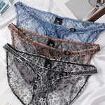 4 Pack Men's Ice Silk Cooling Mesh Breathable U-Pouch Leopard Print Bikinis