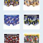 4 Pack Men's Breathable Printed Comfy Waistband Stretch Trunks