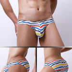 4 Pack Men's Low Rise Print U-Pouch Moisture Wicking Bikinis