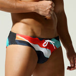 Men's Breathable Fashion Rainbow Stripe Beach Vacation Swim Briefs