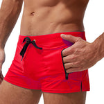 Men's Zippered Pocket Design Moisture-Wicking Swim Shorts & Trunks